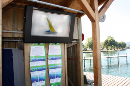 An LCD enclosure used by a surfing school to protect against weathering elements | Armagard 2012